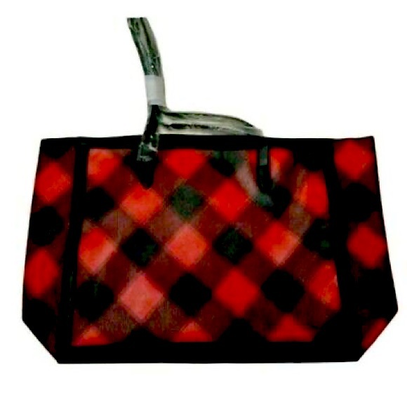 RL - Victoria's Secret Red Black Plaid Holiday Weekender Tote - Picture 4 of 12